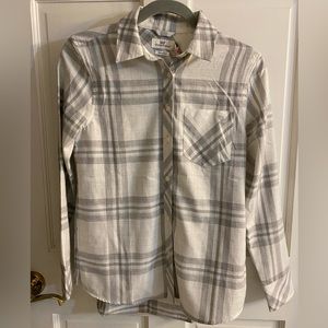 NWT Vineyard Vines woven ice plaid flannel button down color: Frost size 00